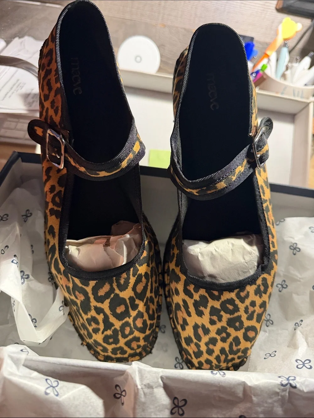 Maeve Leopard Print Mary-Jane Espadrilles in Tan and Black